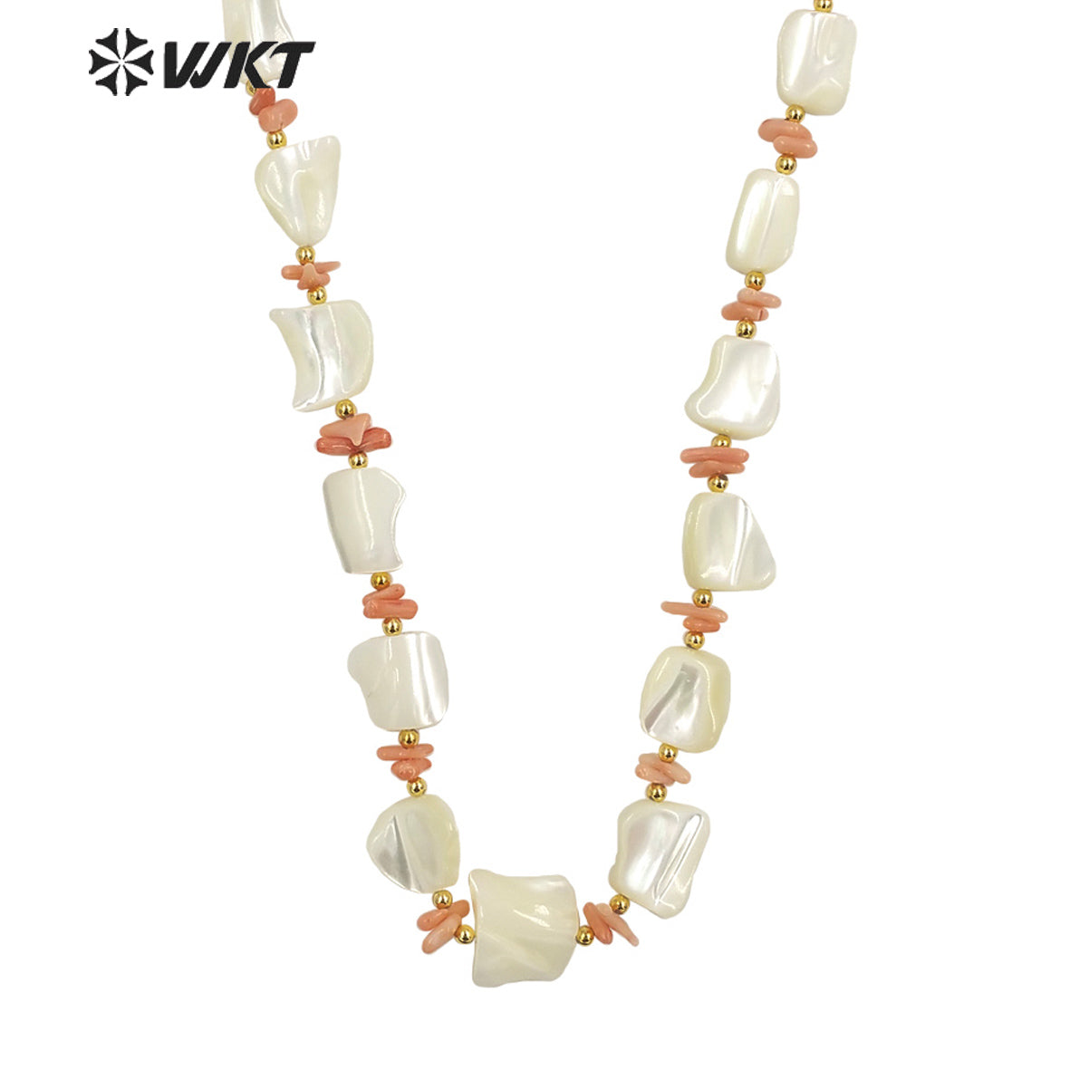 WT-JN228 Vintage Style Summer Boho White Shell Space Beads Necklace Women Handmade Strand Shell Necklace for Girl Friend