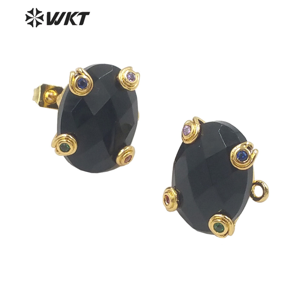 WT-E658 WKT 2022 New Trend Jewelry Natural Stone Cubic Zircon Prong Setting Women Jewelry Finding Earrings Wiht Hook Hanging