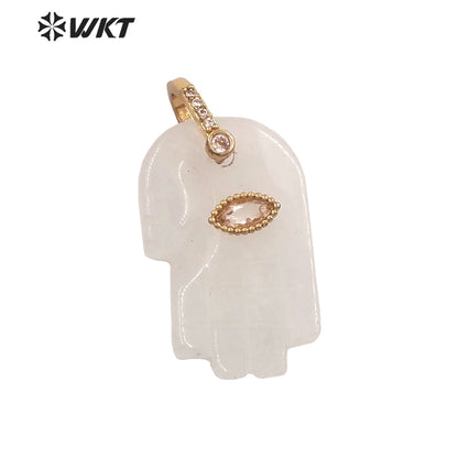 WT-P2040 New Fashion Cute Natural Stone And Zircon Hand Shape Little Pendants As Lady Earrings DIY Jewelry Accessories