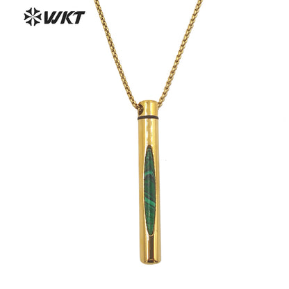 WT-N1371 Niche Design Gemstone Pendant Necklace Inlaid Colored Gemstone Necklace 18k Real Gold Plated Perfume Bottle Necklace
