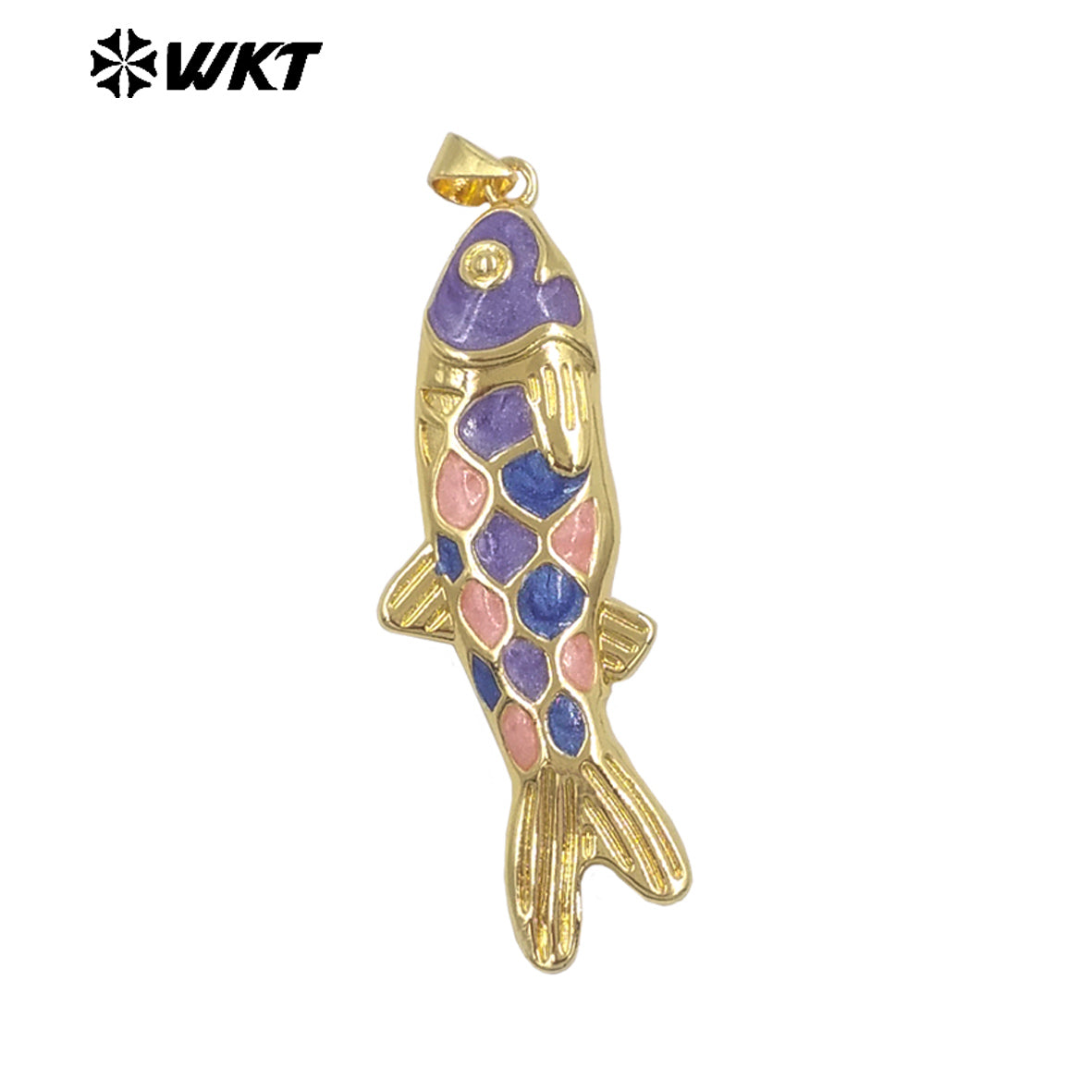 WT-MP330 Trendy Interesting Gold Plated Yellow Brass With Drop Oil Fish Shape Pendants For Women Necklace DIY Decoration