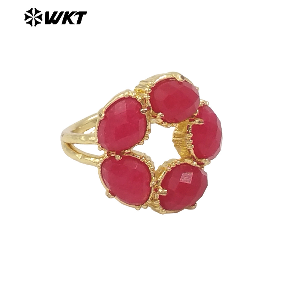 WT-R528 Wholesale New Colorful Gemstone Made Assemble Flower Stone Women Ring With Claw Setting for Anniversary