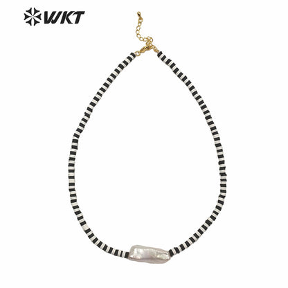 WT-JN126 WKT 16 Inch Long Hand Make Strand Pearl Necklace Lady Summer Hot 4mm Resin Beads Choker Pearl Necklace for Wedding