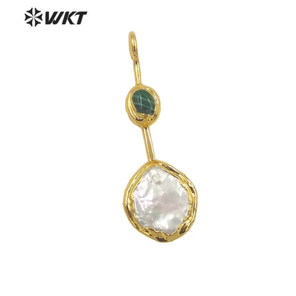 WT-JP355 Amazing Fashion Gold Plated Natural Freshwater Pearl Pendants Gorgeous Hand Crafted Made for Necklace