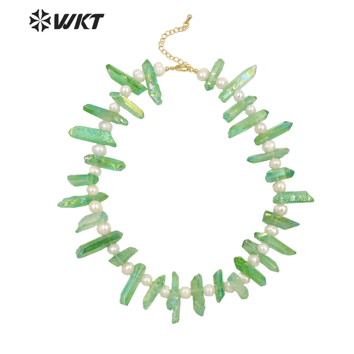 WT-N1400 Bohemian Vintage Women Jewelry Design Necklace Aura Crystal Quartz Strand Necklace Handmade Statement Necklace