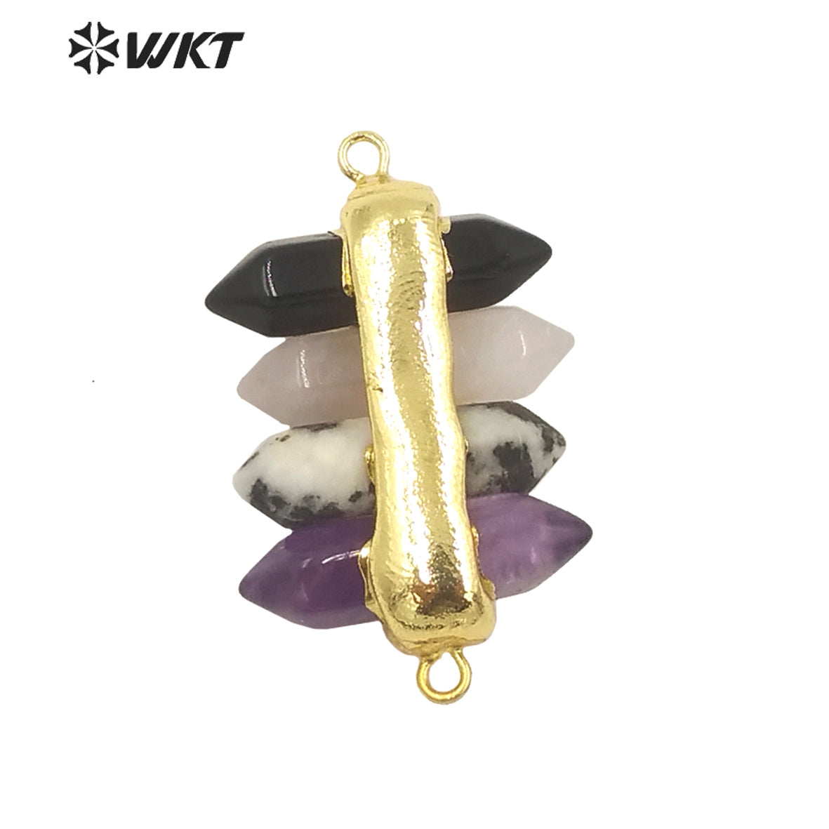 WT-C325 Amazing 4 Crystal Quartz Point With Double Loops Energey Gemstone Connectors Women Jewelry for Bracelet Make