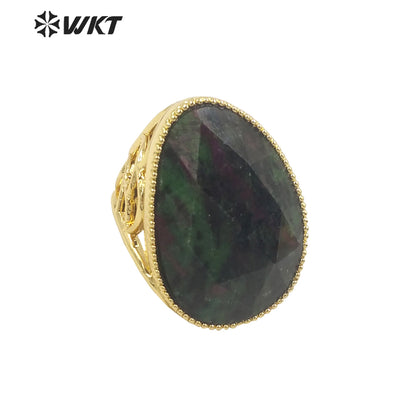 WT-R487 WKT Fashion Design Trendy Gift for Women Oval Shaped Colorful High Quality Gorgeous Natural Gemstone Stone Ring
