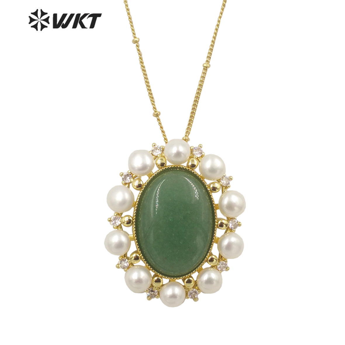 WT-MN979 New Light Luxury Design Natural Gemstone Pendant Pearl Zircon Exquisite Charming Pendant Natural Gemstone Necklace