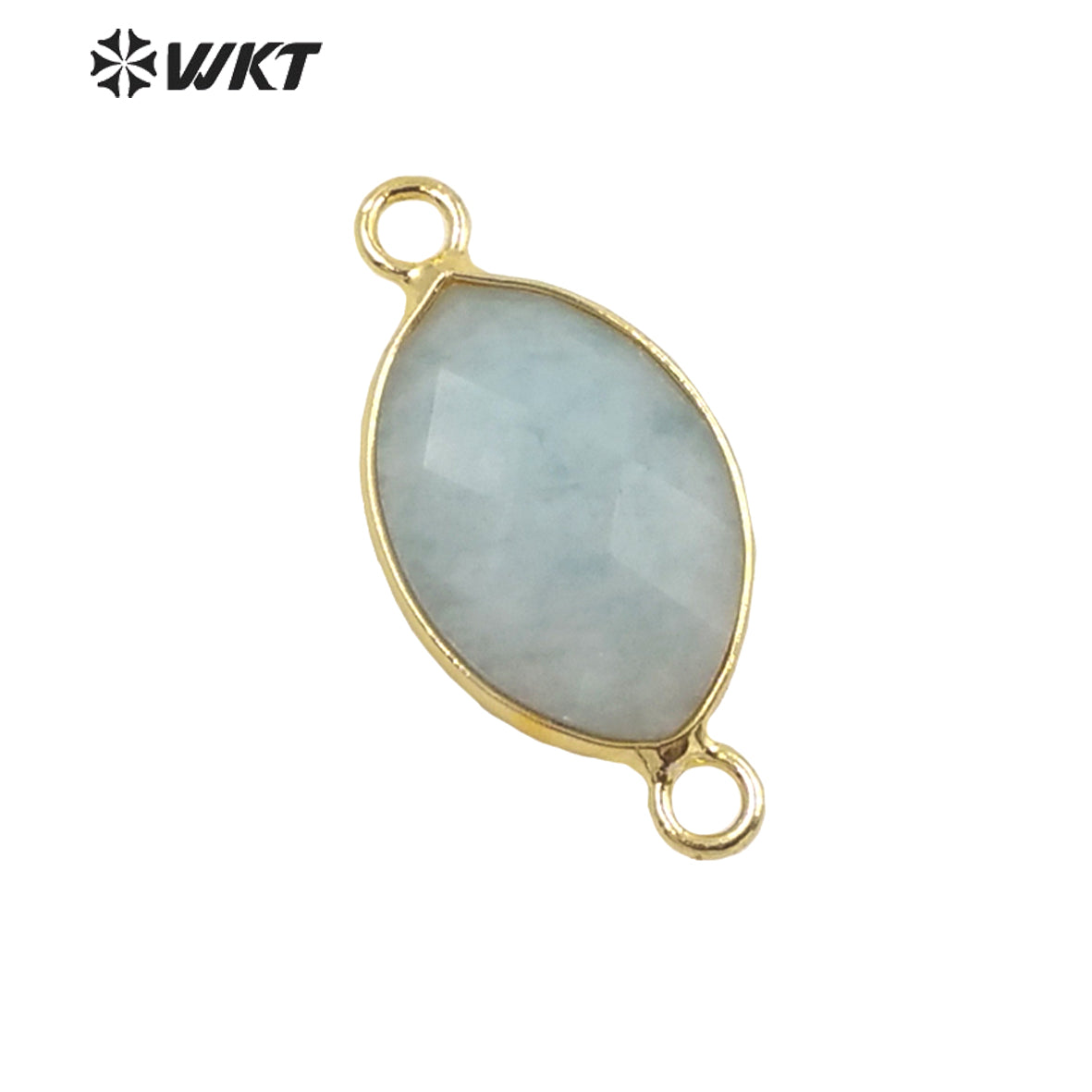 WT-C301 High Quality Gemstone Connectors for Jewelry Bracelet Necklace Double Loops Round Stone Pendant Fashion Beauty for Lady
