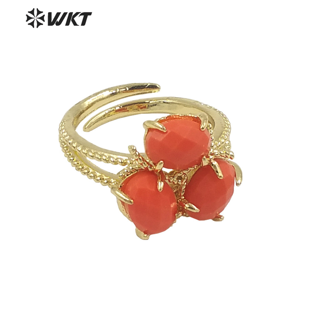 WT-R482 WKT Fashion Design Trendy Gift for Women Colorful High Quality Gorgeous Natural Jade Stone Ring