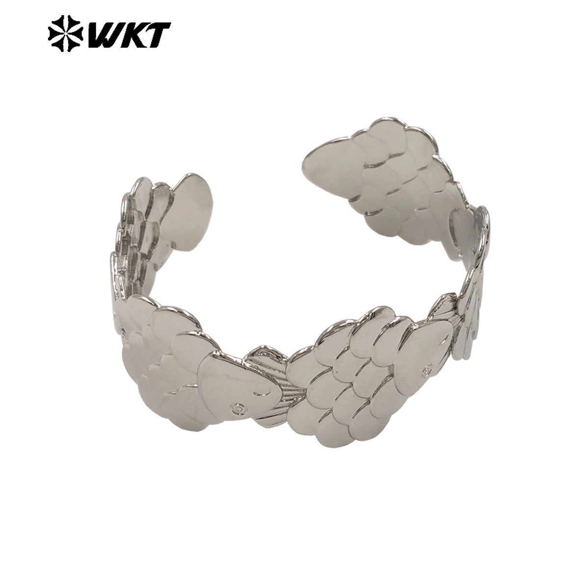 WT-JF380 Wonderful Unique Gold Silver Plated Fish Shape Yellow Brass Bangle Adjustable Size For Lady Party Wearing Accessory
