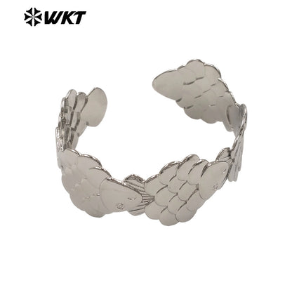 WT-JF380 Wonderful Unique Gold Silver Plated Fish Shape Yellow Brass Bangle Adjustable Size For Lady Party Wearing Accessory