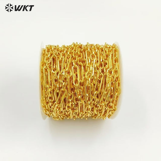 WT-BC242 High Quality Wholesale Rectangle Shape Long Metal Yellow Brass Chain With Gold Electroplated Jewelry DIY Accessories