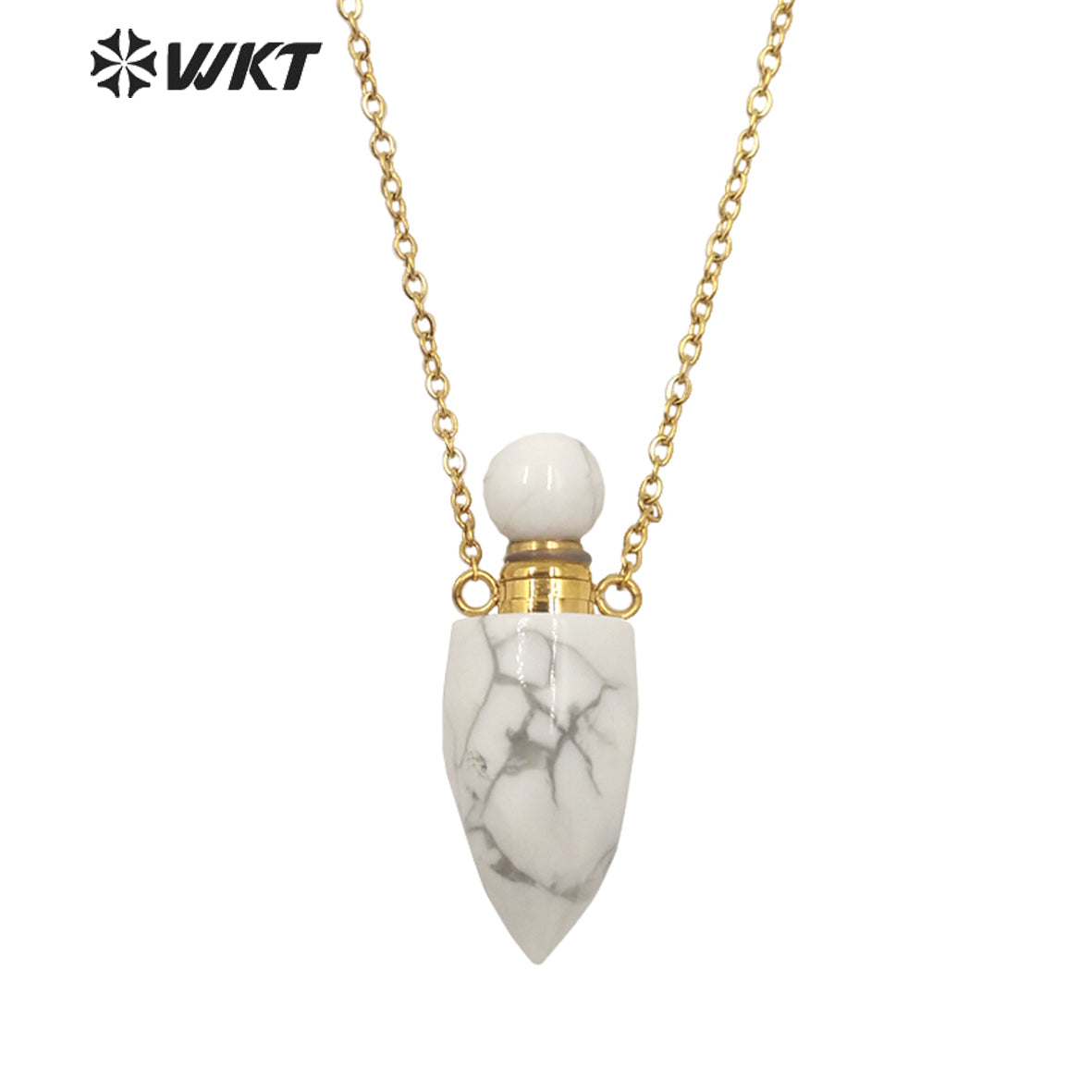 WT-N1372 Perfume Bottle Pendant Color Stone Necklace Temperament Texture Women Gifts Jewelry Necklace Natural Stone Necklace