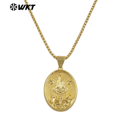 WT-JFN32 Exquisite Women Necklace With Religious Pendant Charms Yellow Brass Gold Plated Fashion Daily Jewelry Accessories