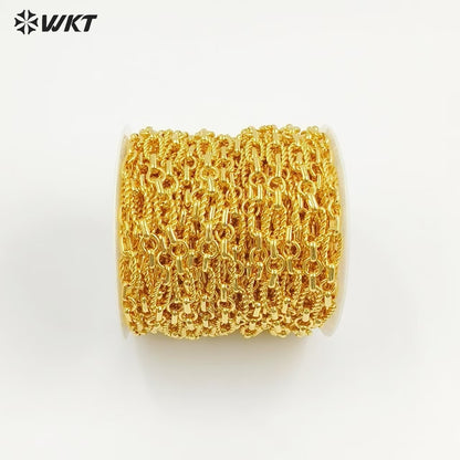 WT-BC243 Fashion High Quality Link Accessories Chain Metal Yellow Brass Simple Design For Necklace Making Gold Plated