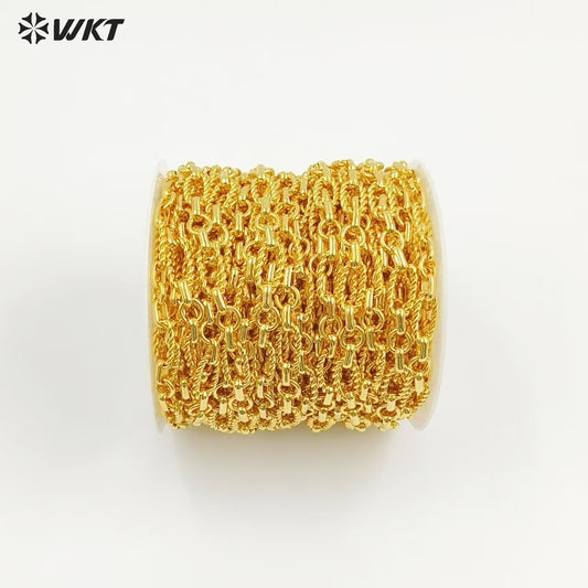 WT-BC243 Fashion High Quality Link Accessories Chain Metal Yellow Brass Simple Design For Necklace Making Gold Plated