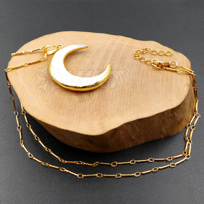 WT-N972 Wholesale New Arrival Natural Pearl Shell Pendant Necklace White Moon Shape Mother Birthday Stone Generous Necklace