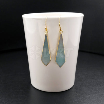 WT-E377 WKT Wholesale New Coming Generous Dangle Earrings Real Gold Plated Amazonite Dangle Earrings