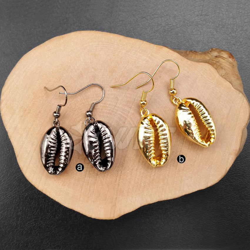 WT-E336 Wholesale the Latest Fashion Hot Sale Natural Shell 24k Real Gold/gun Black /rose Gold/ Silver Earring for Gift