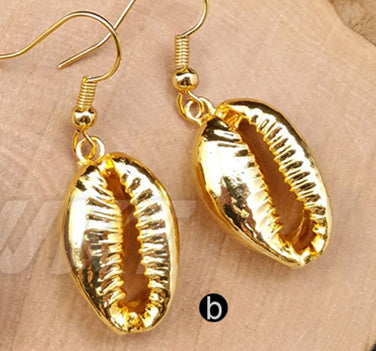 WT-E336 Wholesale the Latest Fashion Hot Sale Natural Shell 24k Real Gold/gun Black /rose Gold/ Silver Earring for Gift