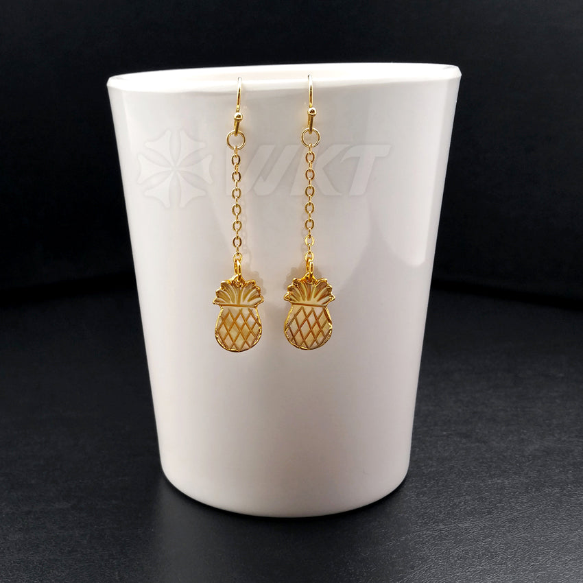 WT-E374 WKT Wholesale New Hot Sale Pineapple Shell Earrings Elegant Shell Dangle Charm Earrings with 18k Real Gold Plated