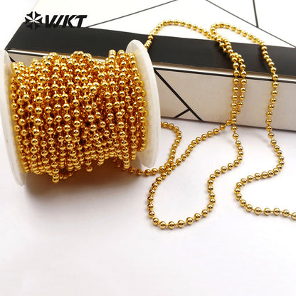 WT-RBC034 Wholesale Fashion High Quality 24K Metal Electroplated Brass Link Chain With Bead Brass Chain for Women Jewelry Supply