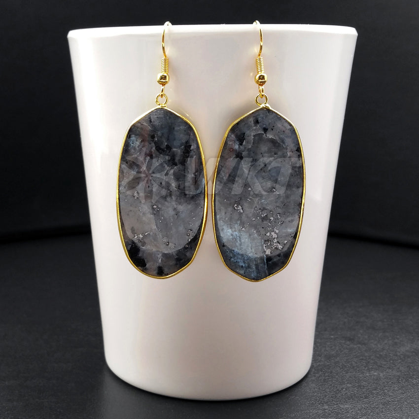 WT-E349 Wholesale New Arrival Special Black Labradorite Stone Earrings Generous Fashion for Mother Best Friends Gift