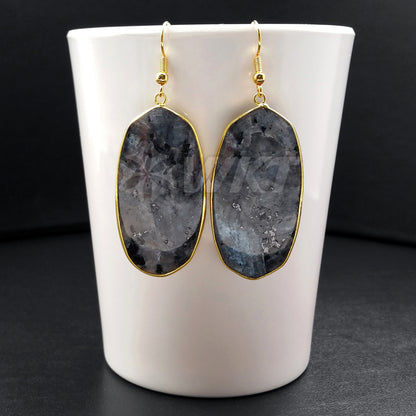 WT-E349 Wholesale New Arrival Special Black Labradorite Stone Earrings Generous Fashion for Mother Best Friends Gift