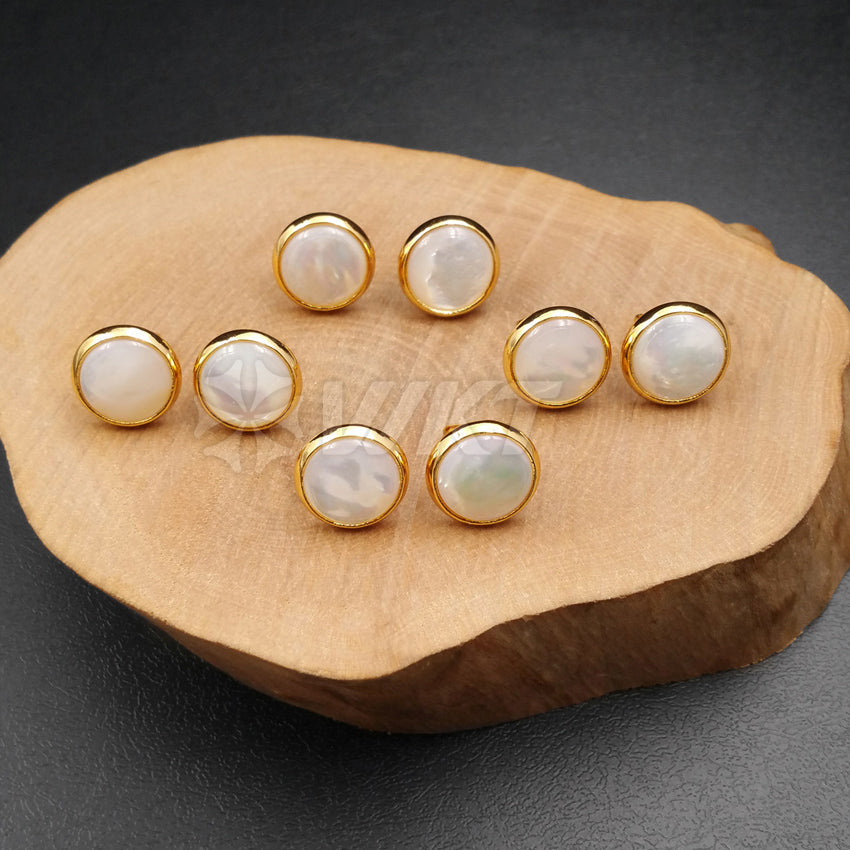 WT-E334 Wholesale High Quality Hot Sale Natural Shell Circle Earring With 24k Real Gold Plated for Women Jewelry
