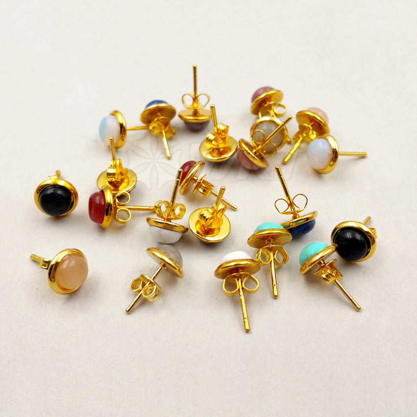 WT-E370 WKT New Arrival Unique Design Elegant Stud Earrings Round Shape Fancy Gemstone Stud Earrings