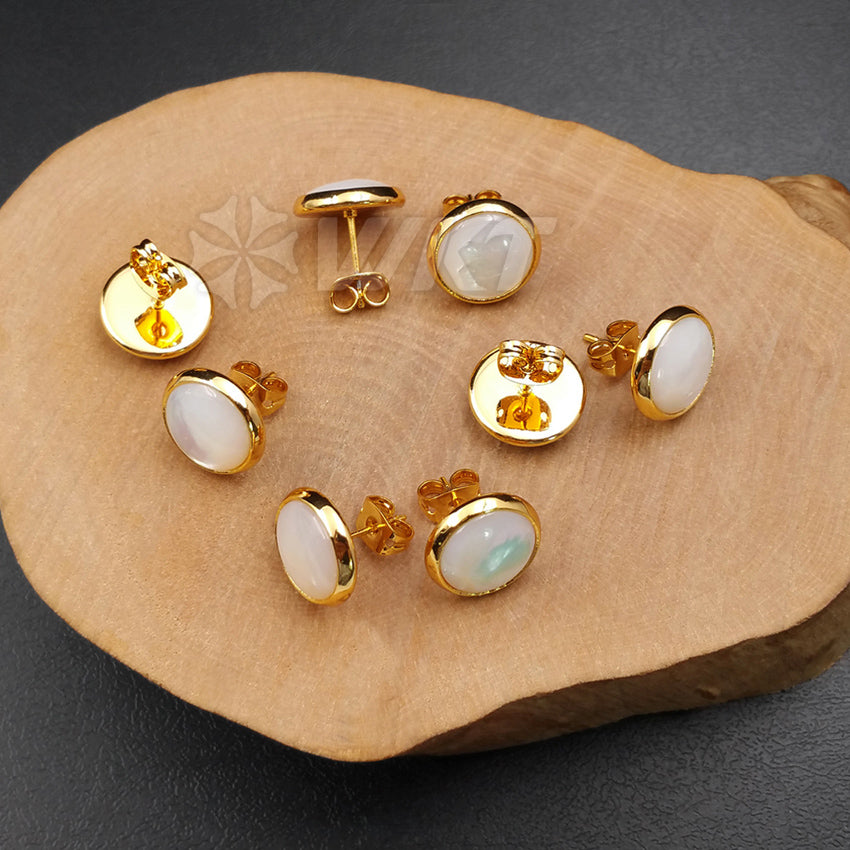 WT-E334 Wholesale High Quality Hot Sale Natural Shell Circle Earring With 24k Real Gold Plated for Women Jewelry