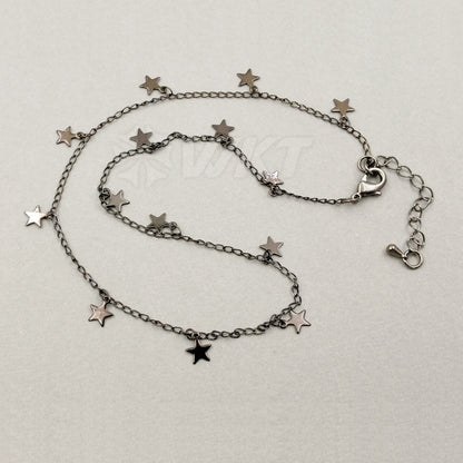 WT-N978 Wholesale Fashion Hot Young Girl High Quality Necklace24K Real Gold /gun Black / Rose Gold /silver Little Star Necklace