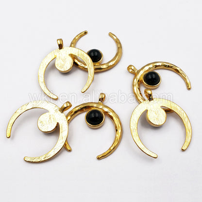 WT-P1113 Mystical Agate High Quality Buffalo Bone 24 K Gold Plated Pendant Wholesale Handmade Jewelry Pendant