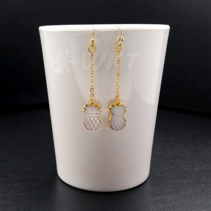 WT-E374 WKT Wholesale New Hot Sale Pineapple Shell Earrings Elegant Shell Dangle Charm Earrings with 18k Real Gold Plated