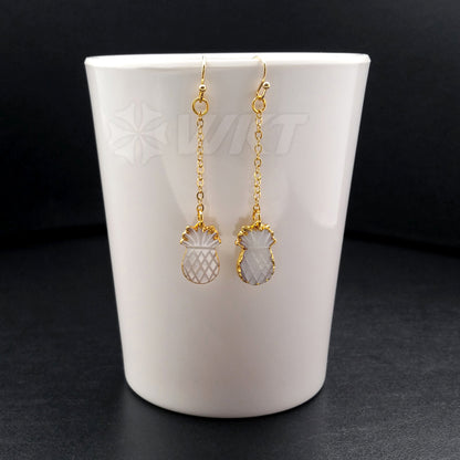 WT-E374 WKT Wholesale New Hot Sale Pineapple Shell Earrings Elegant Shell Dangle Charm Earrings with 18k Real Gold Plated