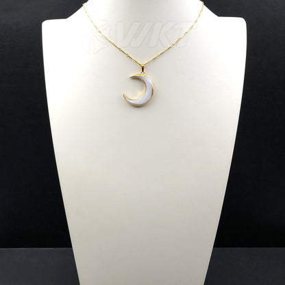 WT-N972 Wholesale New Arrival Natural Pearl Shell Pendant Necklace White Moon Shape Mother Birthday Stone Generous Necklace