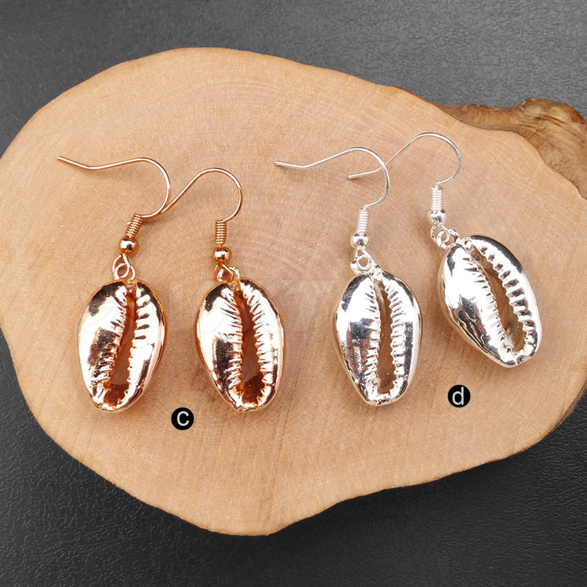 WT-E336 Wholesale the Latest Fashion Hot Sale Natural Shell 24k Real Gold/gun Black /rose Gold/ Silver Earring for Gift