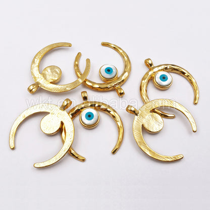 WT-P1115 Big Eye Crescent Pendant Fashion Gold Bezel Horn Pendant Wholesale Shell Eye Pendant for Jewelry Design