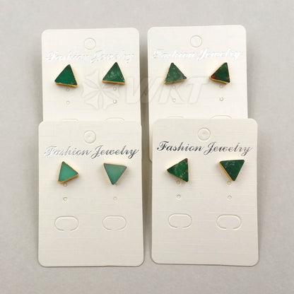 WT-E373 WKT Wholesale New Fashion Unique Design Triangle Shape Chrysoprase Jade Fancy Stud Earrings