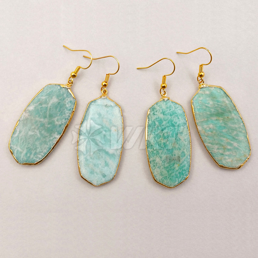 WT-E350 Wholesale New Arrival High Quality Earrings Natural Water Wave Texture Amazonite Earring Generous for Woman Making