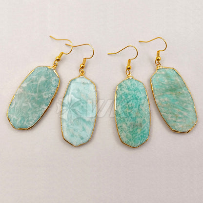 WT-E350 Wholesale New Arrival High Quality Earrings Natural Water Wave Texture Amazonite Earring Generous for Woman Making
