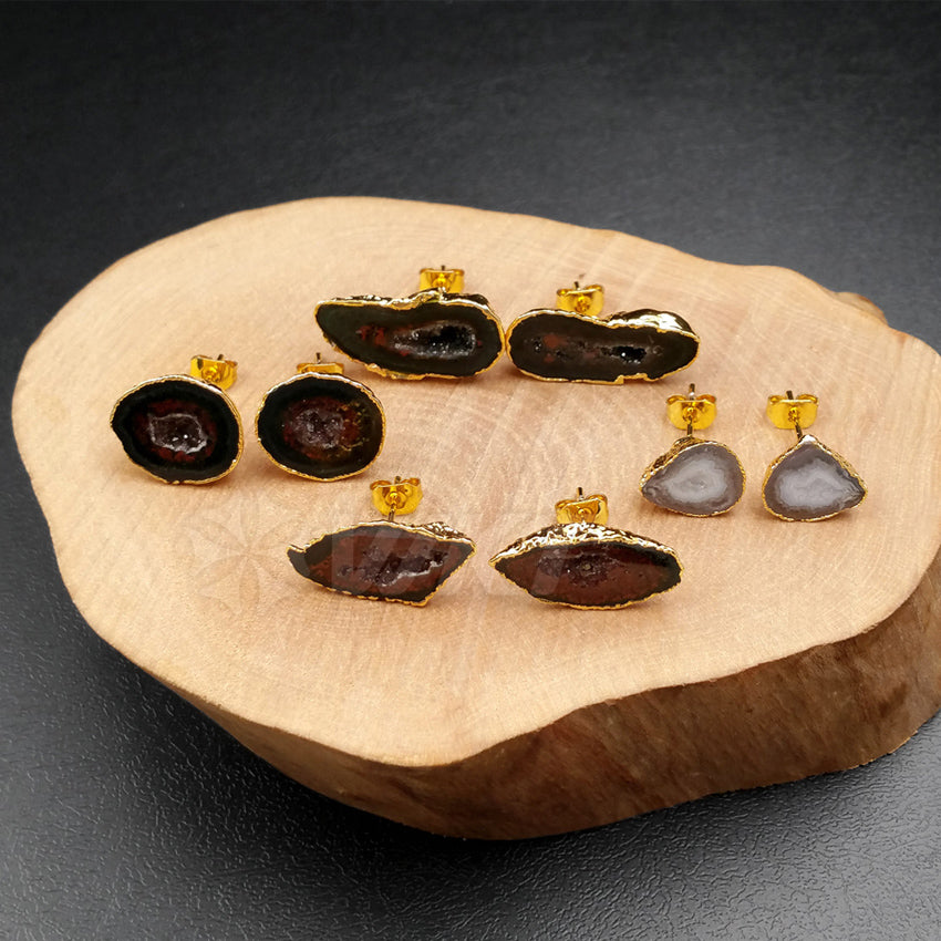 WT-E330 Wholesale Fashion Special Design Generous Natural Stone Earring With 24k Real Gold Plated for Women