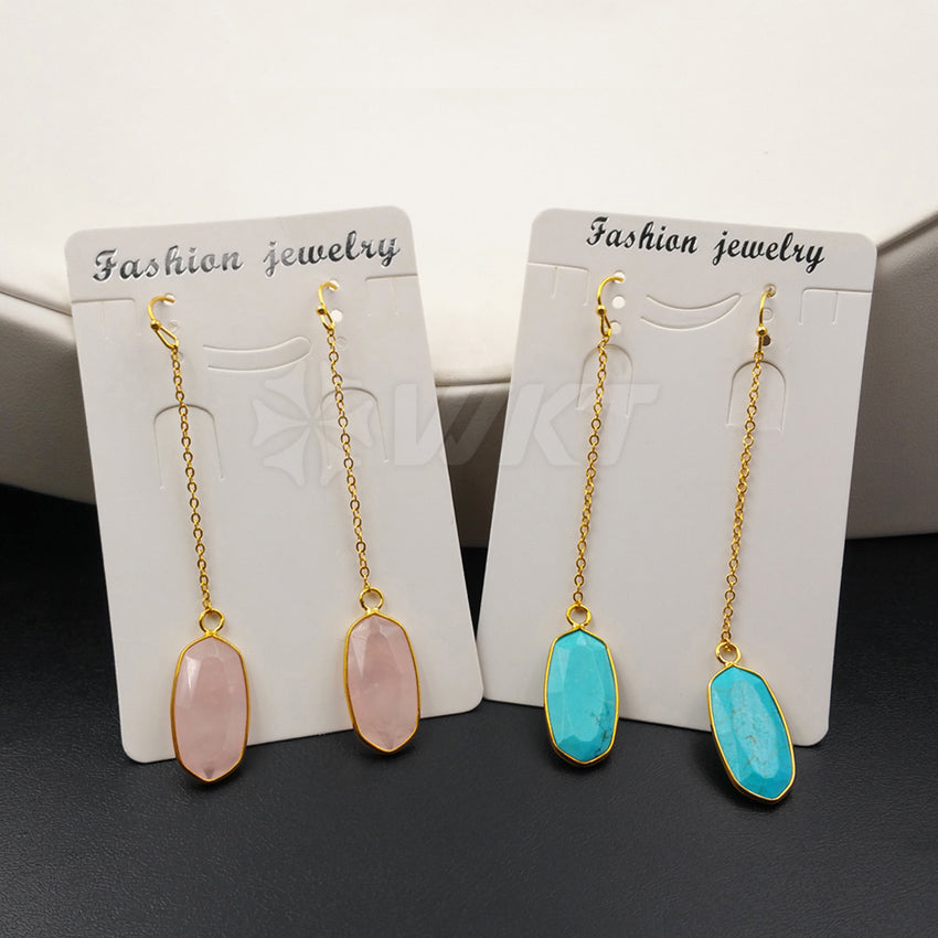WT-E329 Wholesale Fashion Generous Pure Color Natural Jade Earring With 24k Real Gold Plated for Women