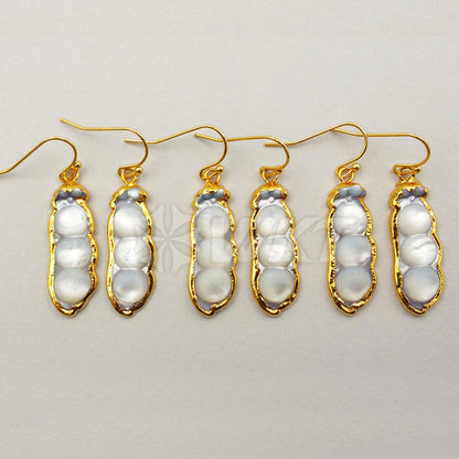 WT-E348 Wholesale New Arrival Natural Shell Earrings Shell Bean Bead 18K Real Gold Plated Special Lucky Bean Earrings