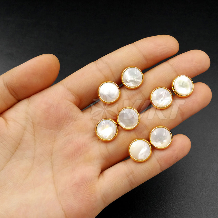 WT-E334 Wholesale High Quality Hot Sale Natural Shell Circle Earring With 24k Real Gold Plated for Women Jewelry