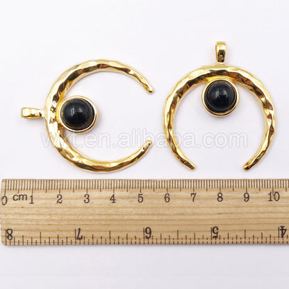 WT-P1113 Mystical Agate High Quality Buffalo Bone 24 K Gold Plated Pendant Wholesale Handmade Jewelry Pendant