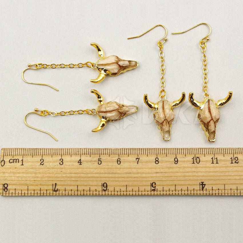 WT-E360 Classic Wholesale Buffalo Head in Real Gold Color Freedom Dangle Buffalo Head Earring