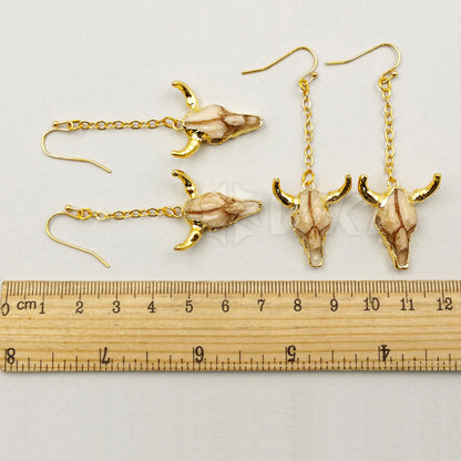 WT-E360 Classic Wholesale Buffalo Head in Real Gold Color Freedom Dangle Buffalo Head Earring