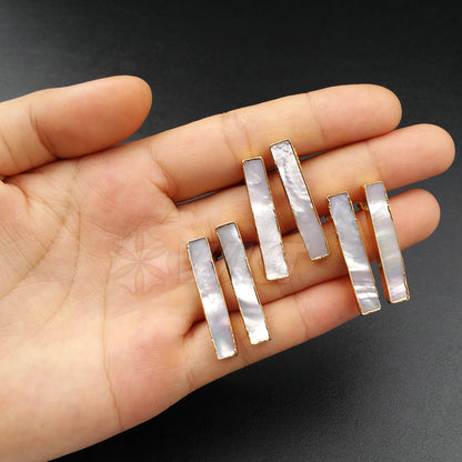 WT-E333 Wholesale High Quality Hot Sale Natural Shell Rectangle Bar Earring With 24k Real Gold Plated for Women Jewelry